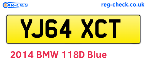 YJ64XCT are the vehicle registration plates.