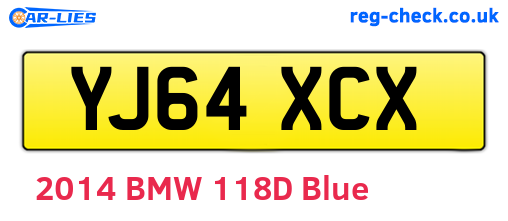 YJ64XCX are the vehicle registration plates.