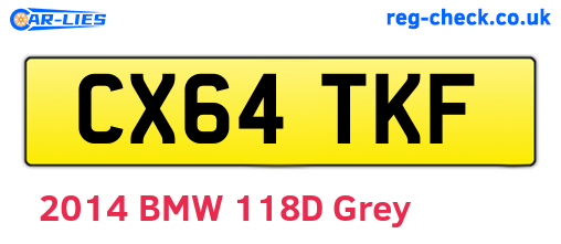 CX64TKF are the vehicle registration plates.
