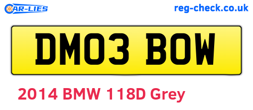 DM03BOW are the vehicle registration plates.
