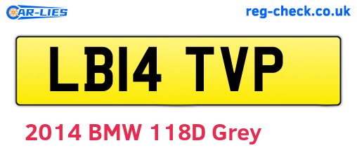 LB14TVP are the vehicle registration plates.