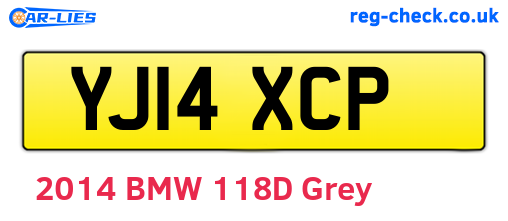 YJ14XCP are the vehicle registration plates.