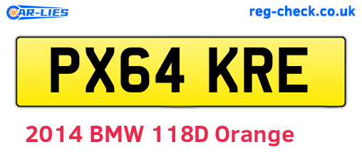PX64KRE are the vehicle registration plates.