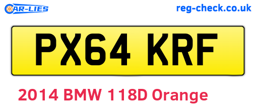 PX64KRF are the vehicle registration plates.
