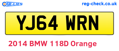 YJ64WRN are the vehicle registration plates.