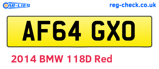 AF64GXO are the vehicle registration plates.