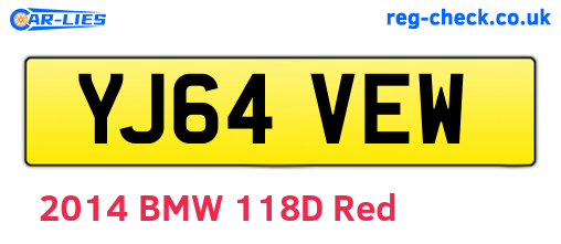 YJ64VEW are the vehicle registration plates.