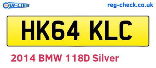 HK64KLC are the vehicle registration plates.