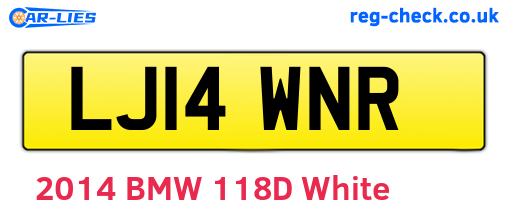 LJ14WNR are the vehicle registration plates.
