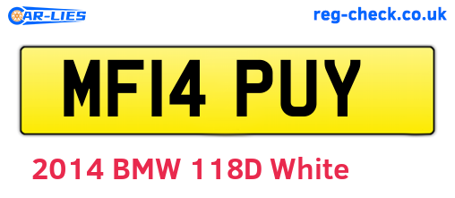 MF14PUY are the vehicle registration plates.