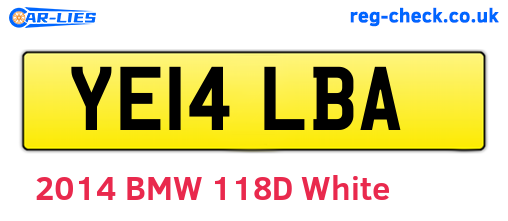 YE14LBA are the vehicle registration plates.