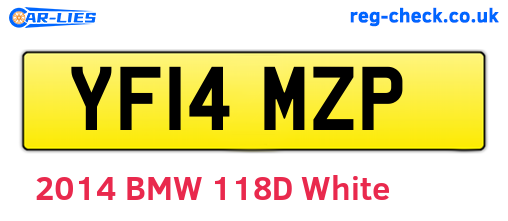 YF14MZP are the vehicle registration plates.