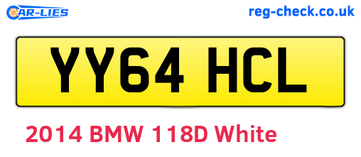 YY64HCL are the vehicle registration plates.
