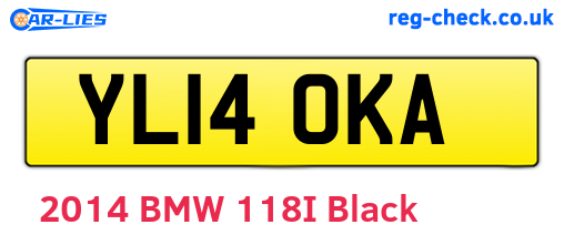 YL14OKA are the vehicle registration plates.