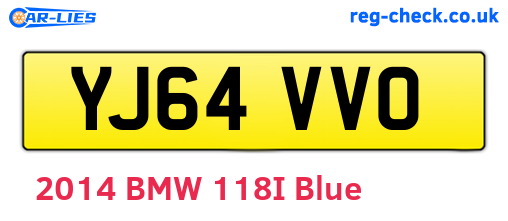 YJ64VVO are the vehicle registration plates.
