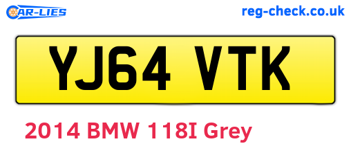YJ64VTK are the vehicle registration plates.