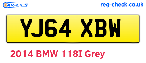 YJ64XBW are the vehicle registration plates.
