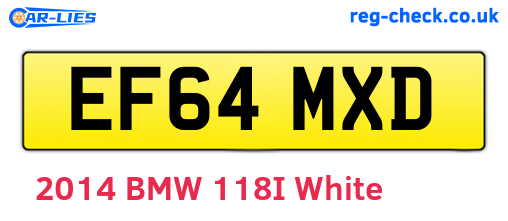 EF64MXD are the vehicle registration plates.