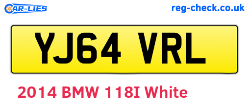 YJ64VRL are the vehicle registration plates.