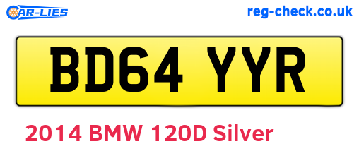 BD64YYR are the vehicle registration plates.
