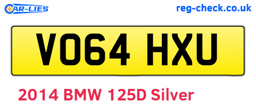 VO64HXU are the vehicle registration plates.