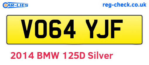 VO64YJF are the vehicle registration plates.
