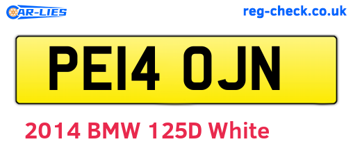 PE14OJN are the vehicle registration plates.