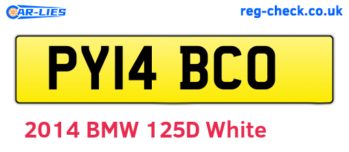 PY14BCO are the vehicle registration plates.
