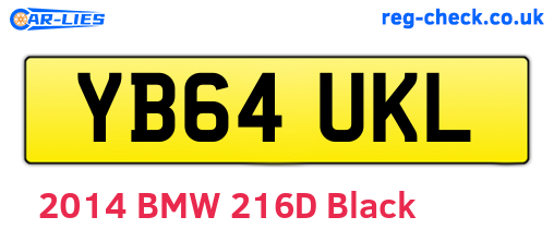 YB64UKL are the vehicle registration plates.