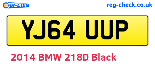 YJ64UUP are the vehicle registration plates.
