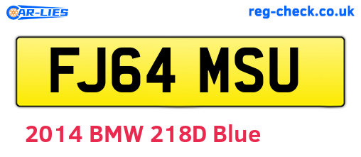 FJ64MSU are the vehicle registration plates.