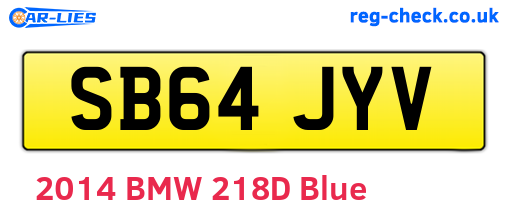 SB64JYV are the vehicle registration plates.
