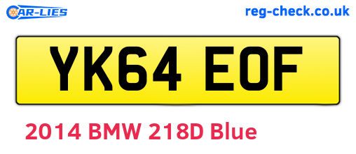 YK64EOF are the vehicle registration plates.