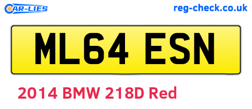 ML64ESN are the vehicle registration plates.