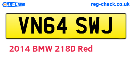 VN64SWJ are the vehicle registration plates.