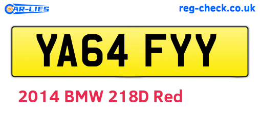 YA64FYY are the vehicle registration plates.
