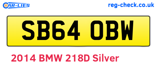 SB64OBW are the vehicle registration plates.