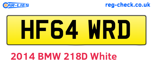 HF64WRD are the vehicle registration plates.