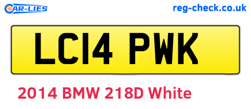 LC14PWK are the vehicle registration plates.