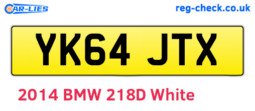 YK64JTX are the vehicle registration plates.