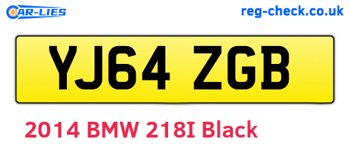 YJ64ZGB are the vehicle registration plates.