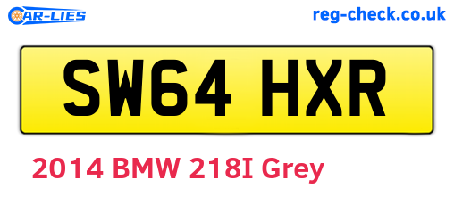 SW64HXR are the vehicle registration plates.