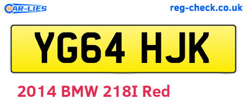 YG64HJK are the vehicle registration plates.