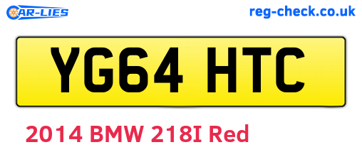 YG64HTC are the vehicle registration plates.