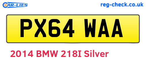 PX64WAA are the vehicle registration plates.