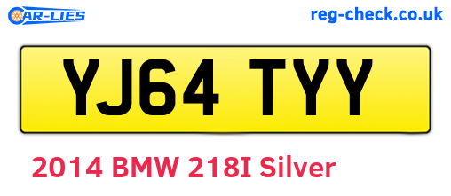 YJ64TYY are the vehicle registration plates.