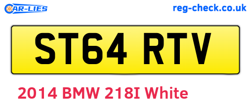 ST64RTV are the vehicle registration plates.