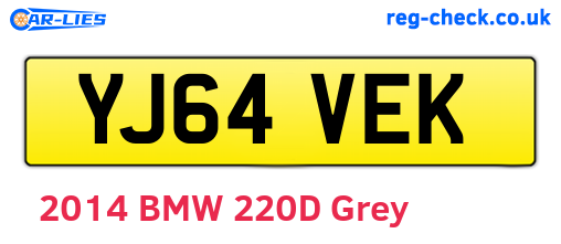 YJ64VEK are the vehicle registration plates.