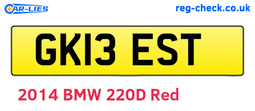 GK13EST are the vehicle registration plates.