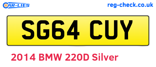 SG64CUY are the vehicle registration plates.